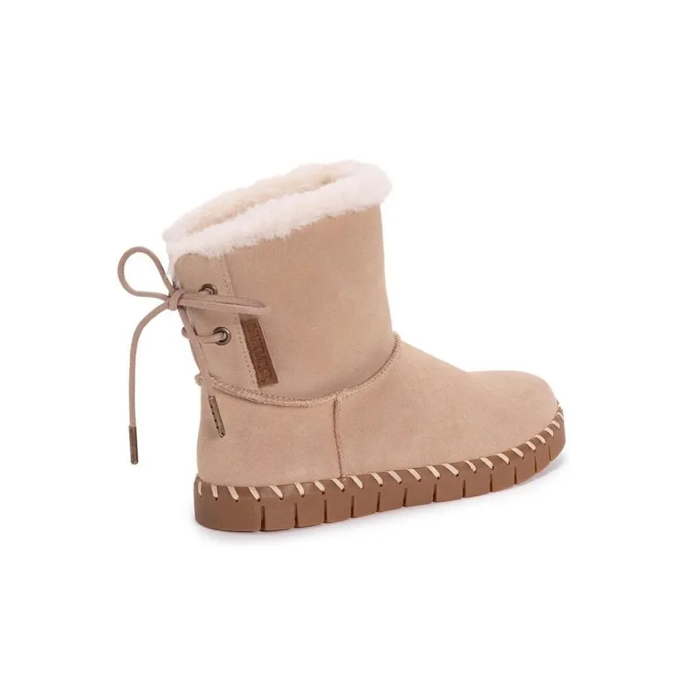 MUK LUKS Flexi Albany Women’s Sand/Beige Snow Boots Lace Back New 6